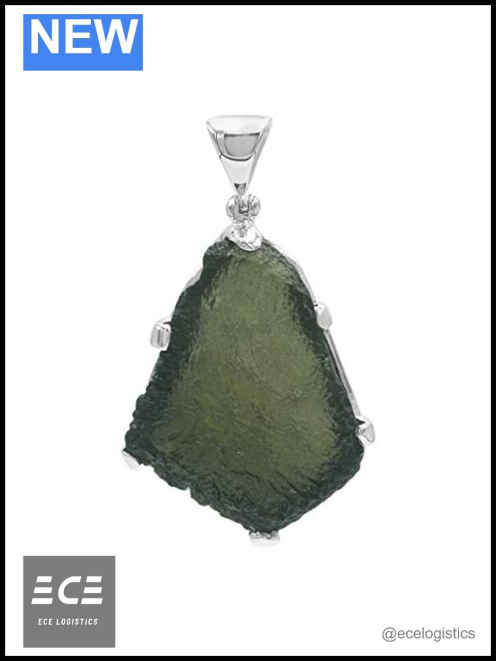 Sterling Silver Moldavite Pendant 30-40 Carat Handmade Necklace